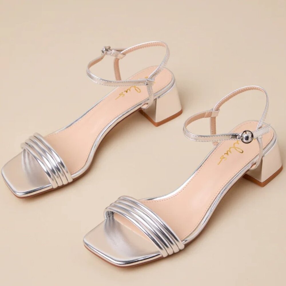 Sylvain Silver Strappy High Heel Ankle Strap Sandals/NIB/6 - Picture 2 of 9